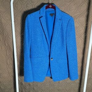 Ann Taylor Bright Blue Tweed Single-Button Blazer